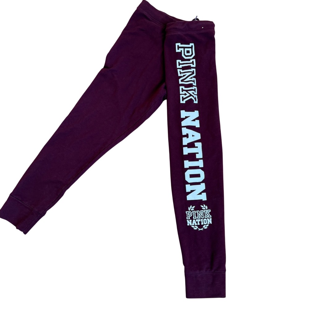 PINK Victoria's Secret Nation‎ Joggers Sweatpants Burgundy Size S - Picture 10 of 12